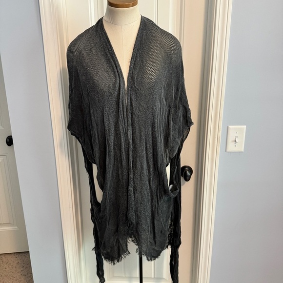 Free People One Size Gray Wrap Ruana Shawl Cardigan ~ Minimalist Lagenlook - Picture 1 of 6